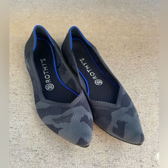 Rothy's The Point Dark Camo Grey Size 9 Wide - Picture 3 of 7